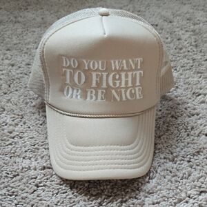 Beige Trucker Hat with Slogan